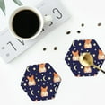 thumbnail image 5 of Balery 6 Pcs Corgi Lying With Moons And Starsleather Coasters Set, Drink Table Cup Coasters For Living Room Kitchen Coffee Decor, 5 of 9