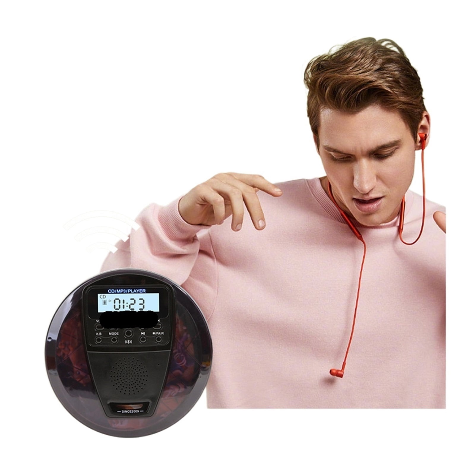 319 Portable CD Player Bluetooth Transmitter with USB Disc Support Compact Design for Travel