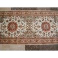 thumbnail image 3 of AHMEDANI Gorgeous Ivory Floral Medallion Wool Silk Hand Knotted Soft Hall Way Runner Rug (10.1 X 2.6)', 3 of 8