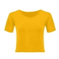 thumbnail image 6 of Black T Shirt Women, Comdrip Women's T Shirts Short Sleeve Color Block/Solid Tops Casual Summer Tees Short Sleeve Shirts for Women Yellow L, 6 of 8