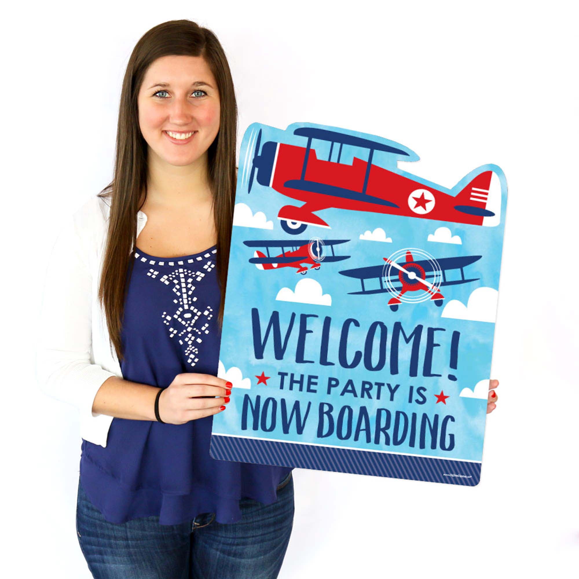 Big Dot of Happiness Taking Flight - Airplane - Party Decorations - Vintage Plane Baby Shower or Birthday Party Welcome Yard Sign