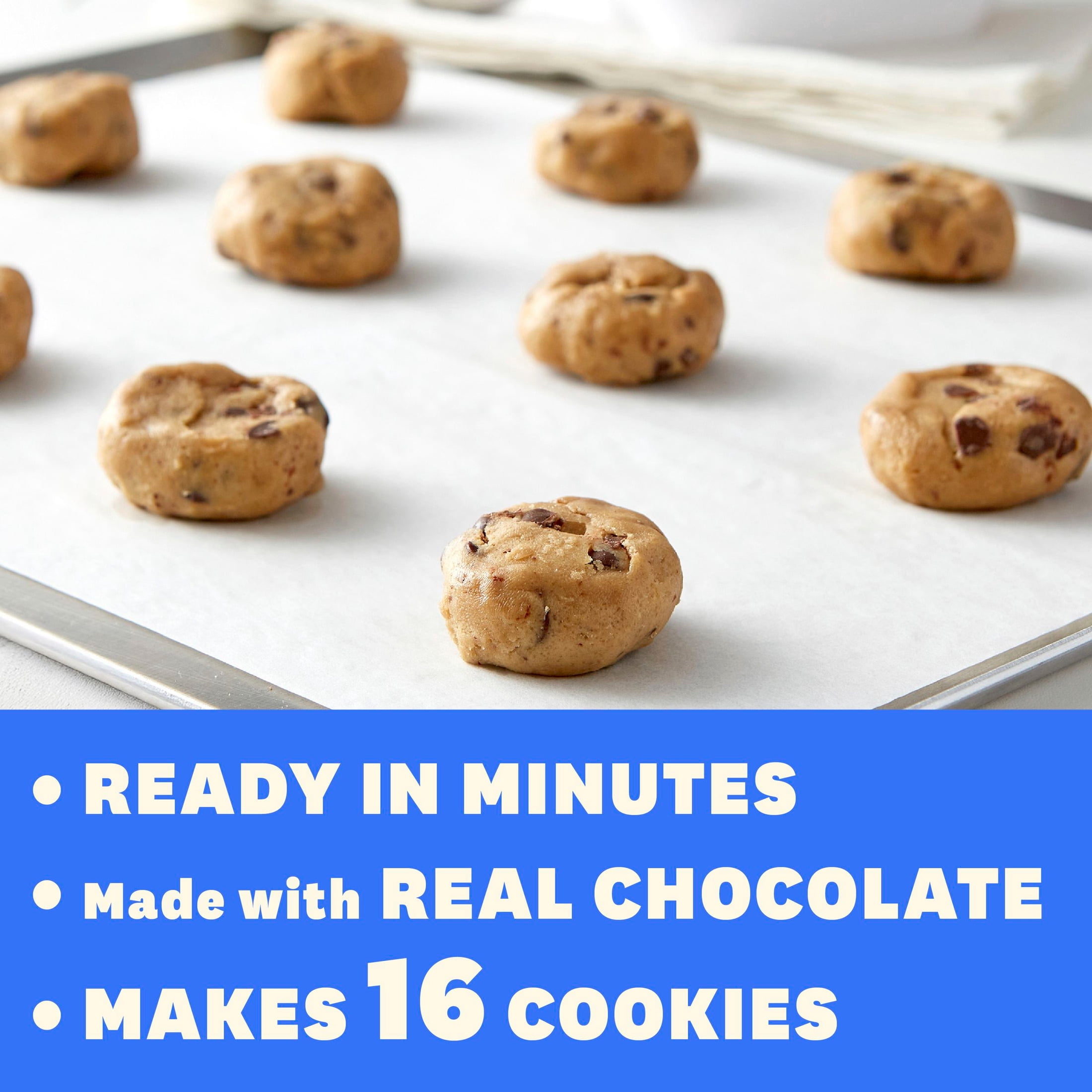 Pillsbury Ready to Bake Cookie Dough, Chocolate Chip, About 16 Cookies, 16.5 oz