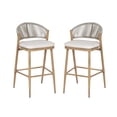 thumbnail image 3 of Amara Modern Outdoor Patio Barstools, Aluminum Frame, Scallop-Shaped Backrest, Maple, Set of 2, 3 of 10
