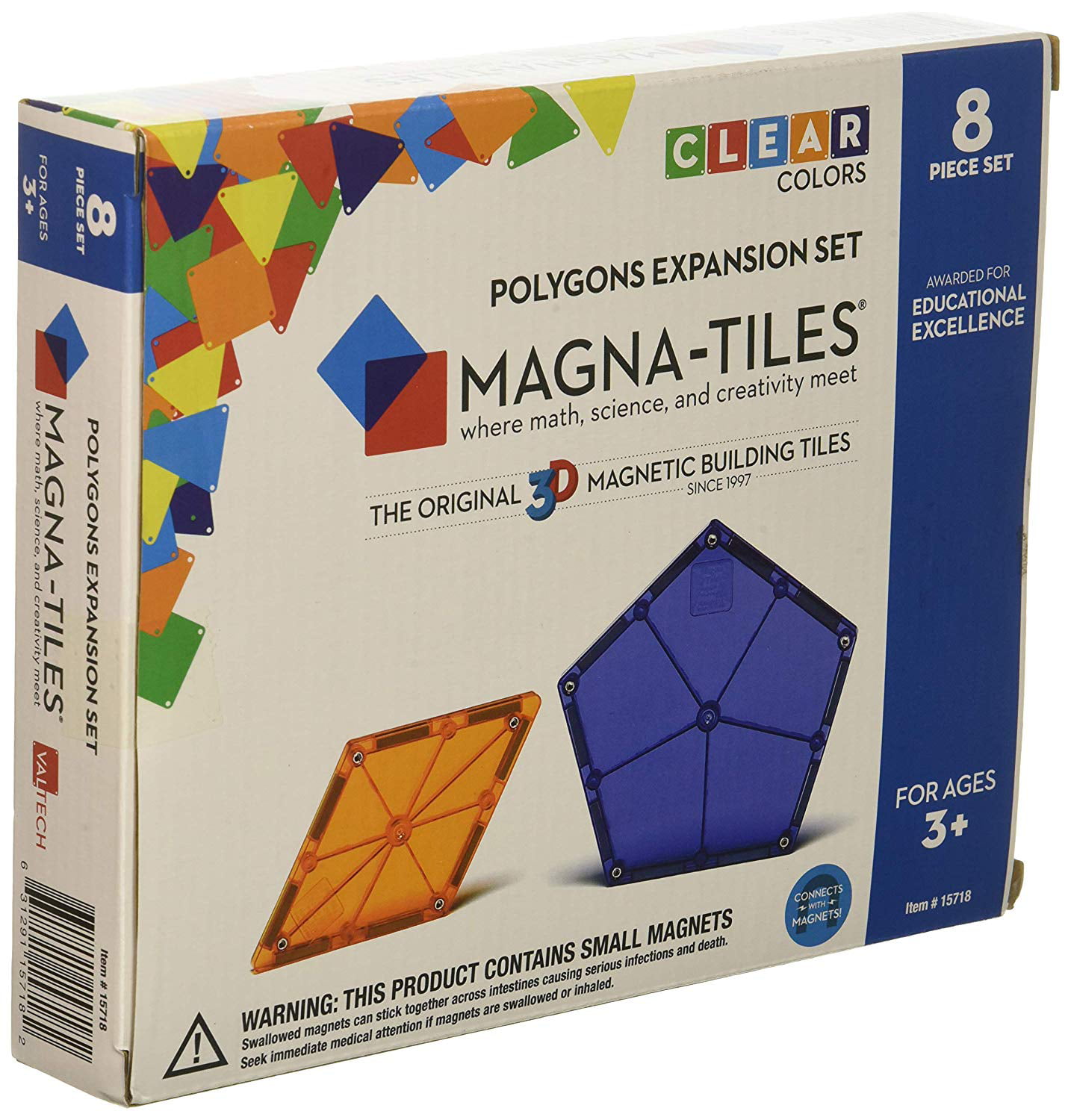 Award-Winning Magn Magna Tiles 8Piece Rectangles Expansion Set The Original 