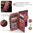 thumbnail image 4 of for Samsung Galaxy S22 Ultra Case Wallet for Women and Men, Samsung Galaxy S22 Ultra Case, PU Leather Magnetic Flip Strap Wristlet Zipper Card Holder Wallet Business Phone Cover for S22 Ultra, Red, 4 of 10