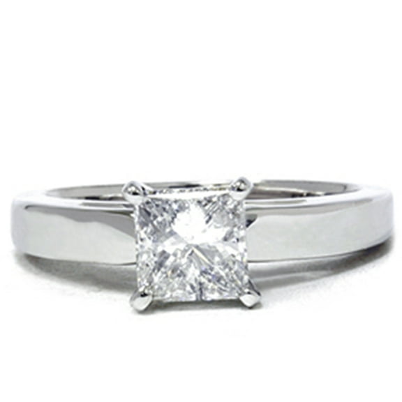 Pompeii 1 ct Princess Cut Diamond Solitaire Engagement Ring 14k White Gold