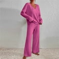 thumbnail image 6 of Womens Lounge Sets 2 Piece Matching Pajamas Fall Fashion 2025 Ribbed Knit Outfits Long Sleeve Casual Sweatsuits Hot Pink M, 6 of 6