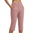 thumbnail image 2 of GEWSEY Dressy Capri Pants for Women Stretch High Waisted Crop Work Pants Summer Casual Capris Slacks Yoga Trousers Dress Pant (Pink, S), 2 of 9