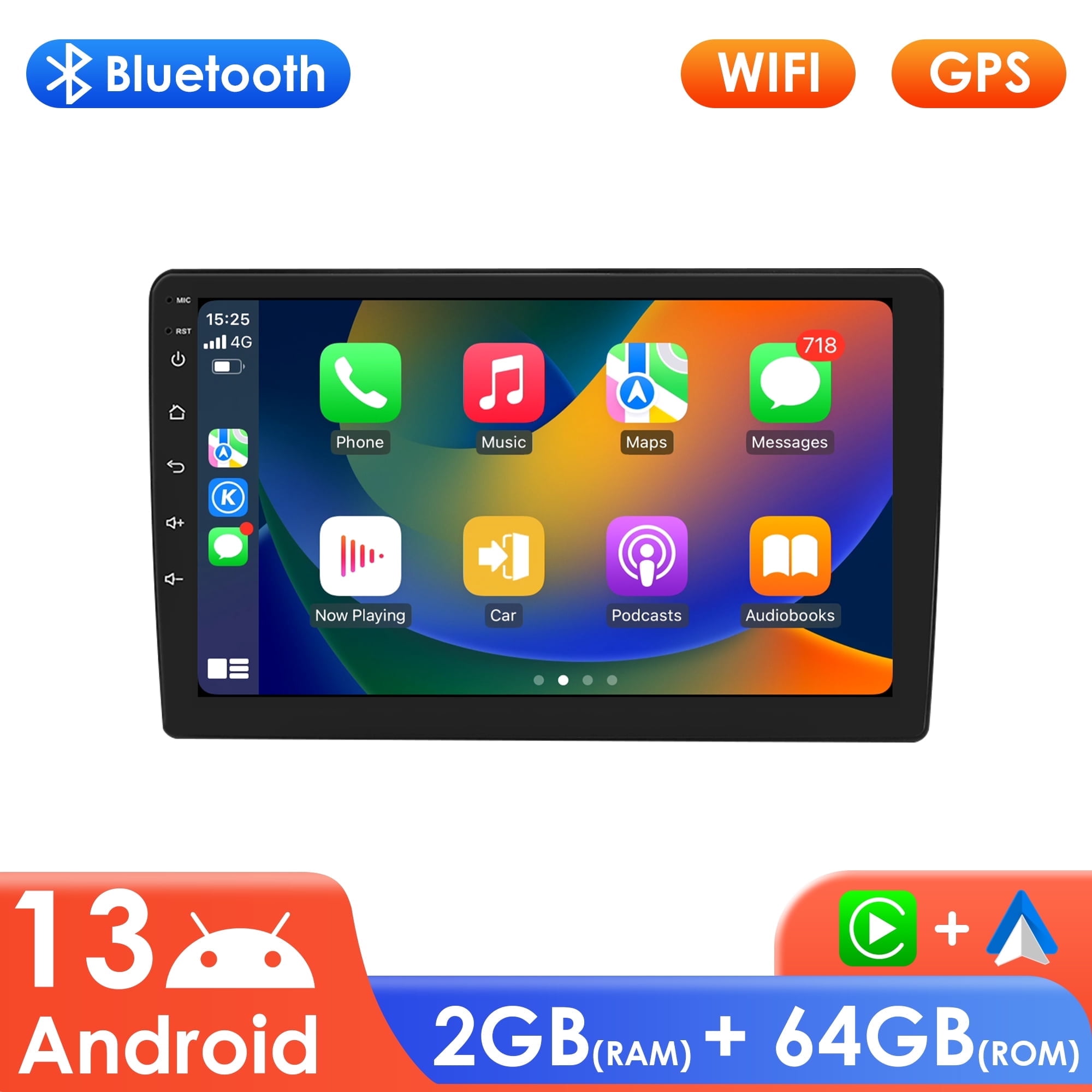 10.1" Touch Screen Android 13 Bluetooth Apple Carplay 2+64GB Wifi RDS Car Stereo Radio Head Unit Multimedia GPS Navigation Player For Jeep Wrangler 2007-2018/ Jeep Compass 2009-2014