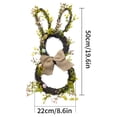 thumbnail image 3 of HuiXinOu 19.6in Easter Bunny Shaped Wreath with Green Leaves Bow Front Door Hanging Decor for Window Spring Easter Home Decoration, 3 of 9