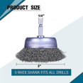 thumbnail image 3 of 5-piece Wire Cup Brush Set Compatible With Drill Bit 1/4" Spindle Wire Brushes, 3 of 5