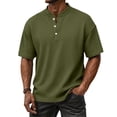 thumbnail image 2 of Dresfit Mens Henley Shirt Waffle Breathable Knitted Shirts Summer 2026 Big and Tall Workout Tees Loose Fit Lightweight Solid Shirt Army Green M, 2 of 9