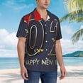 thumbnail image 3 of Sikiie 2025 New Year 2 Print Men's Hawaiian Shirt, Summer Beach Button Pocket Short Sleeve T-Shirt,Small, 3 of 7