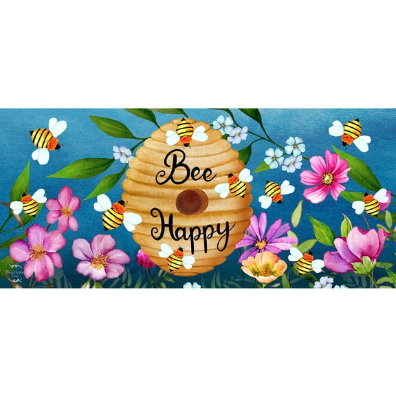 Briarwood Lane Summer Happy Beehive Mini Mat 22x10 Indoor Outdoor For Summer Doormat
