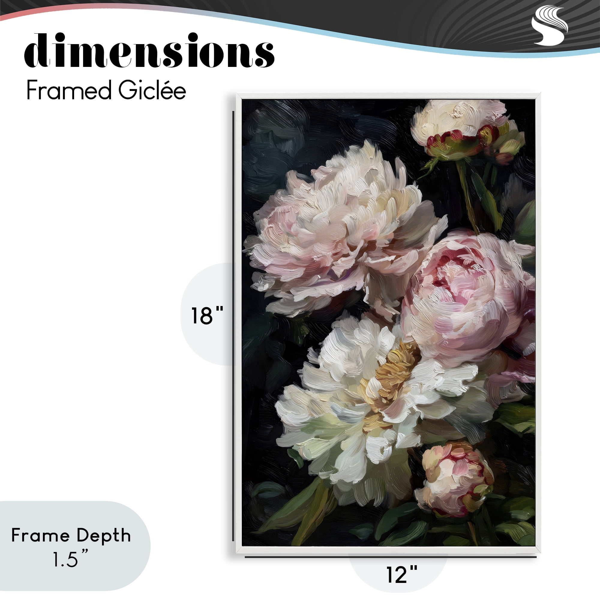 Stupell Industries Soft And Moody Peonies White Framed Giclee Art, design by Petal Prints Design