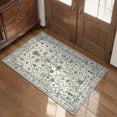 thumbnail image 4 of Wonnitar 3'x5' Boho Tribal Entryway Rug, Washable Area Rug for Kitchen Non Slip Stain Resistant, Low Pile Vintage Oriental Throw Rug for Bedroom Bathroom Laundry Room, Light Gray, 4 of 7