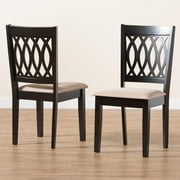 Baxton Studio Florencia Modern Beige Fabric and Espresso Brown Finished Wood 2-Piece Dining Chair Set