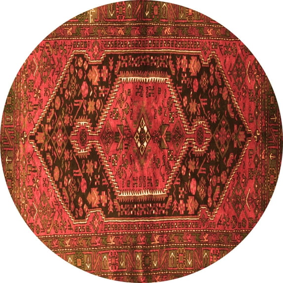 Ahgly Company Indoor Round Persian Orange Traditional Area Rugs, 4' Round