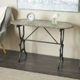 thumbnail image 3 of DecMode 45" x 29" Gray Metal Oval Scroll Console Table with Distressed Accents, 1-Piece, 3 of 12