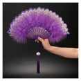 thumbnail image 5 of Feather Folding Fan Sweet Girl Dark Court Dance Hand Fan with Pendant Photography Props Wedding Party Decoration, 5 of 7