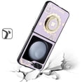 thumbnail image 3 of TJS for Samsung Z Flip6 Phone Case, Diamond Rhinestone Glitter Ornaments Engraving Cover for Samsung Z Flip 6 (Good Luck Floral Purple), 3 of 3
