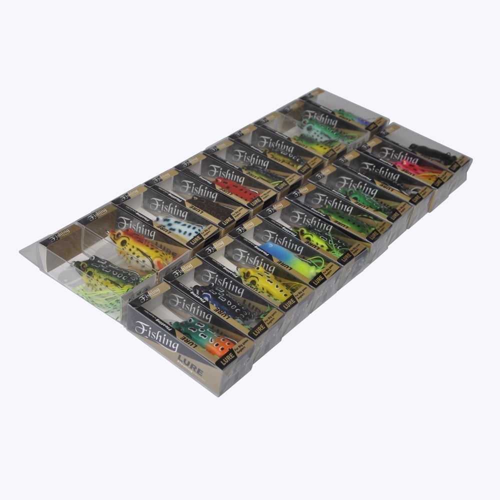 20Pcs Rubber Frog Fishing Lures Topwater Bait Hooks 5.5cm/2.1'' With individual Box
