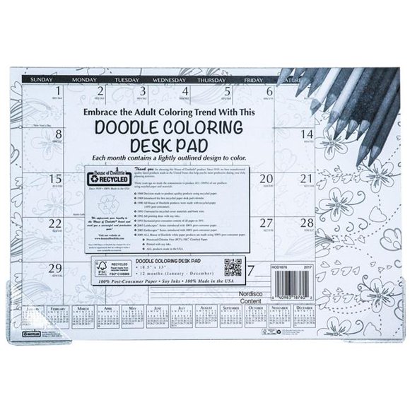 House of Doolittle HOD1876 18.5 x 13 in. Doodle Monthly Desk Pad