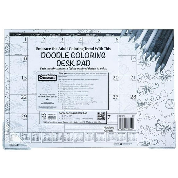 House of Doolittle HOD1876 18.5 x 13 in. Doodle Monthly Desk Pad