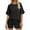 Black, variant on 2 Piece Outfit Sets for Women Crewneck Short Sleeve Casual Summer Shirt and Shorts Suits Solid Color Lounge Pajamas Set