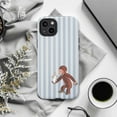 thumbnail image 6 of Adorable Curious Monkey with White Rabbit Phone Case, Cartoon Blue Striped iPhone Cover for iPhone 17 16 15 14 13 12 11 Plus Pro Max Mini, 6 of 6