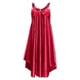 thumbnail image 3 of TrendOFT Long Nightgown for Women Silk Satin Sleepwear Lace V Neck Night Dress Red One Size, 3 of 3