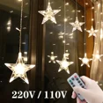thumbnail image 2 of Guirnalda de luces LED con forma de estrella para Navidad, cortina de luces de hadas de 2,5 m para exteriores, interiores, dormitorio, hogar, fiesta, decoración de Ramadán 2023, 2 of 5