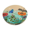 thumbnail image 3 of Picia Colorful Plants And Insects pattern Round Stool Covers Comfy Seat Covers Stretch Removable WashableChair Slipcover Round Bar Chair Cushion Cover-14 inch, 3 of 7