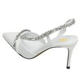 thumbnail image 2 of FSJ Women Slingback Pointed Toe Pumps Stiletto High Heels Slip On Sandals Crystal Embellish Cutout Backless Party Dressy Shoes Size 8 White, 2 of 3