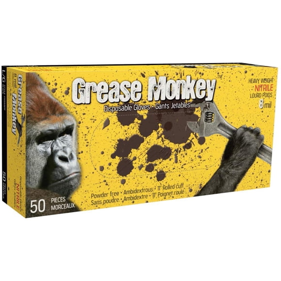 Grease Monkey 5555PF Nitrile 8mil Gloves, 50/box