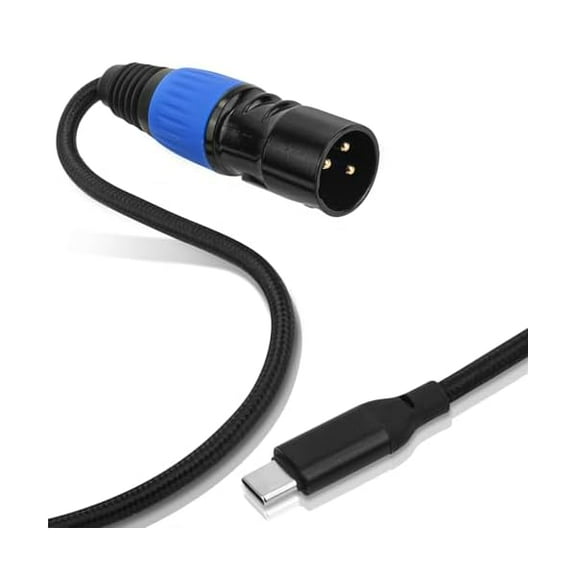 USB C to XLR Cable, 6.6ft USB Type C to XLR Male Output Stereo Cable Braided Nylon Converter Adapter for Amplifiers, Speakers, Mixers Console, and More (Blue, Black)