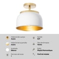 thumbnail image 2 of Lámpara de techo LámparaYa estilo vintage blanco mate y oro 1 luz E27 40W, 2 of 6