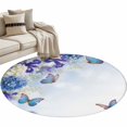 thumbnail image 6 of Blue Purple Floral Round Rug 3ft Washable Circle Entryway Rugs Non Slip Ombre Butterflies Modern Art Spring Area Rug Indoor Floor Carpet for Bedroom Kitchen Living Room Home Office Dining Room, 6 of 8