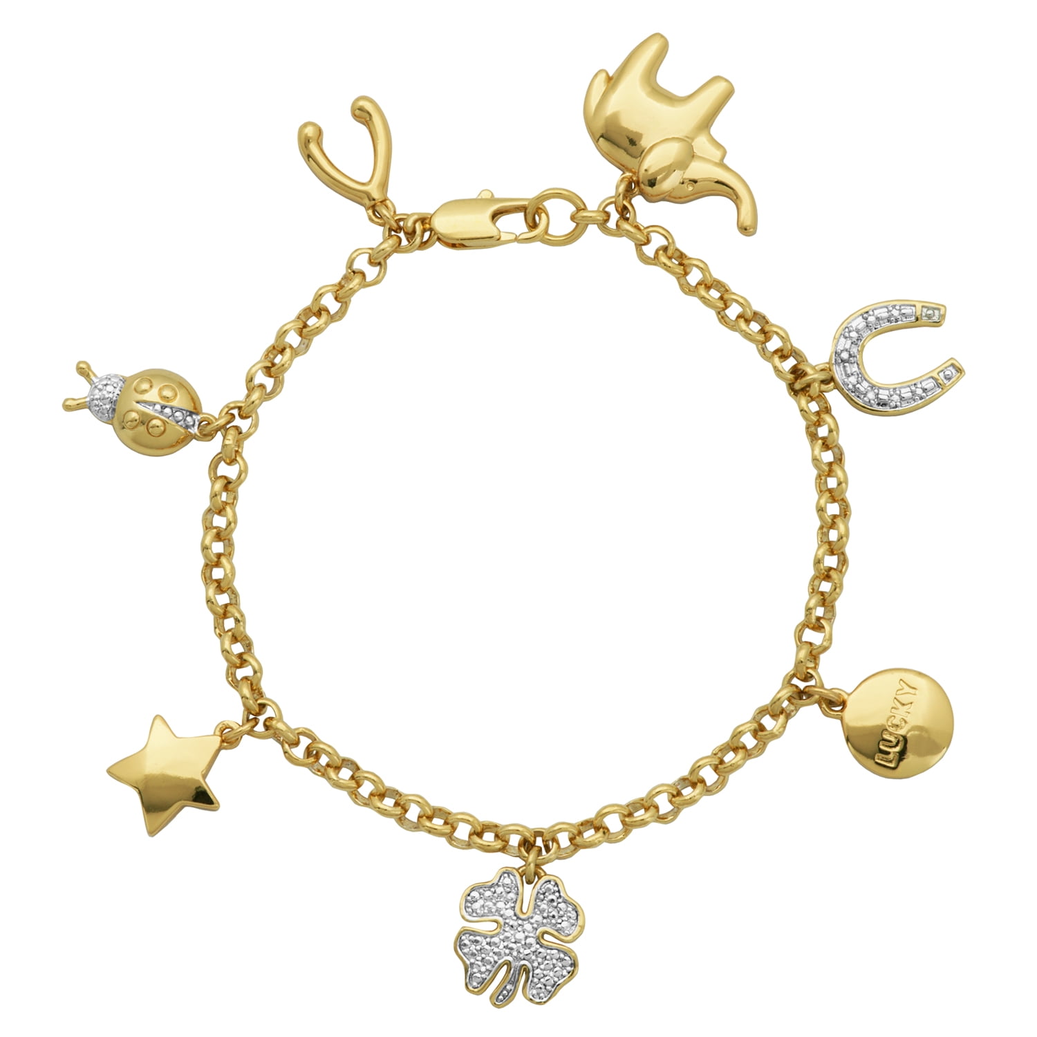 Forever Facets Diamond Accent 3-Piece Bracelet Set in 18k Yellow Gold over Bronze, Adult Female
