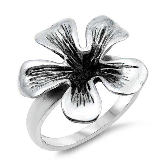 Tropical Flower Wide Large Floral Ring .925 Sterling Silver Band Jewelry Female Male Unisex Size 6