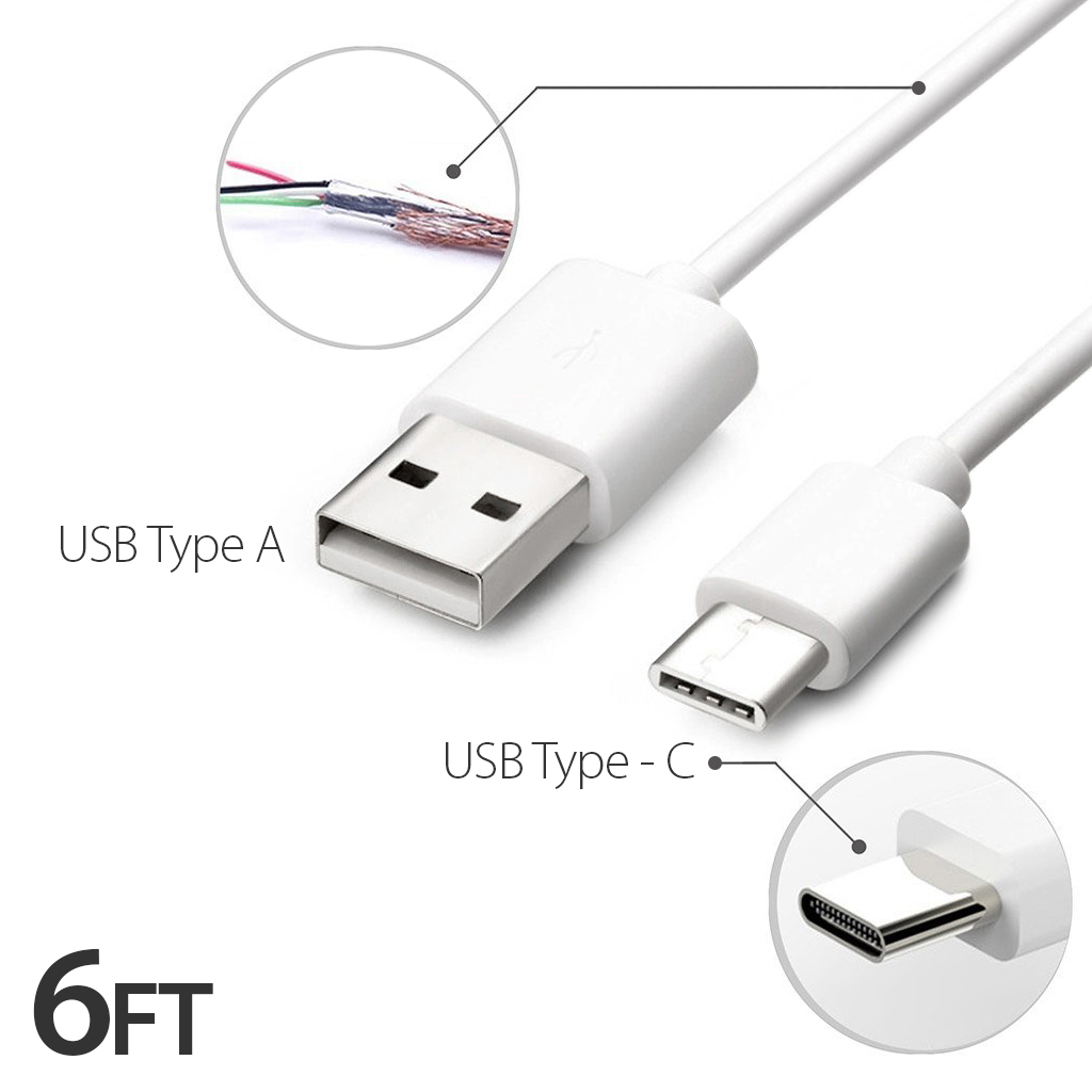 2x 6FT USB Type C Cable Fast Charging Cable USB-C Type-C 3.1 Data Sync Charger Cable Cord For Samsung Galaxy S9 S9+ Galaxy S8 S8 Plus Nexus 5X 6P OnePlus 2 3 LG G5 G6 V20 HTC M10 Google Pixel XL - image 5 of 7