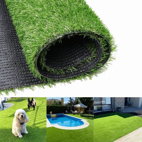 3.2x32.2FT Artificial Grass Turf, 0.8 Inch Thick Indoor Outdoor Fake Grass with Drain Holes, Autumn Blend 4-Color for Dog Patio, Garden, and Gym Use
