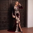 thumbnail image 4 of Women's Halloween Skeleton Costume, Gothic Witch Dress with Long Sleeves and Round Neck, Medieval Renaissance Cosplay Dress for Halloween Party, Costume Events & Themed Parties, 4 of 7