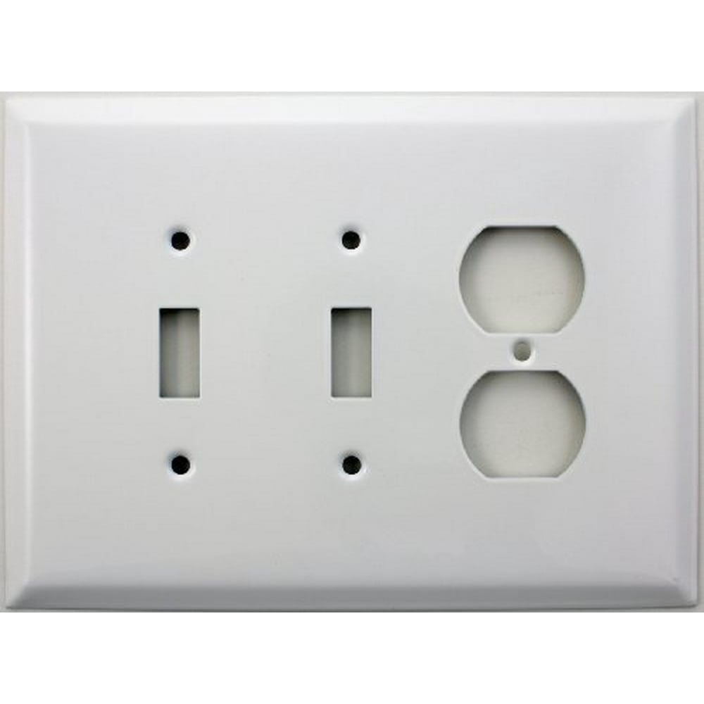 Over Sized Jumbo Smooth White Three Gang Switch Plate Two Toggle
