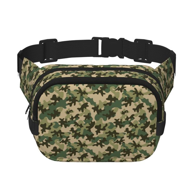 Fotbe Camouflag Cangurera Cuadrada con Estampado de Doble Capa, Bolsa de Cintura Ajustable Mini para Hombres y Mujeres