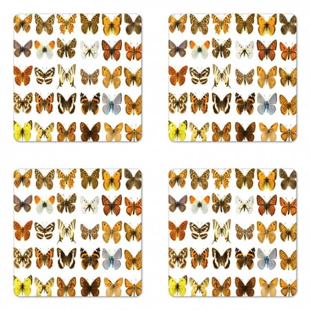 

Butterfly Coaster Set of 4 Butterfly Miracle Wings Joy Freedom Feminine Divine Sign Concept Art Square Hardboard Gloss Coasters Standard Size Multicolor by Ambesonne