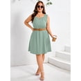 thumbnail image 4 of SHOWMALL Women's Plus Size Casual A-Line Dress, Sleeveless Summer Beach Dress with Pockets, Mint Green 5X High Waist Flowy Shift Dress for Daily Wear, 4 of 6