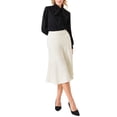 thumbnail image 2 of INSPIRE CHIC Women's A-Line Fall Elastic Waist Office Midi Tweed Skirts M Beige White, 2 of 5