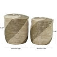 thumbnail image 3 of DecMode 19", 17"H Brown Seagrass Handmade Two Toned Storage Basket with Matching Lids, 2-Pieces, 3 of 8