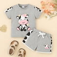 thumbnail image 2 of XZNPDUCQ Toddler Girls Outfits Short Sleeve T-Shirt + Short Pants 2PCS Set Casual ClothesGirls Summer 2Pcs T Shorts Set Dailywear Gray，12-18 Months, 2 of 9